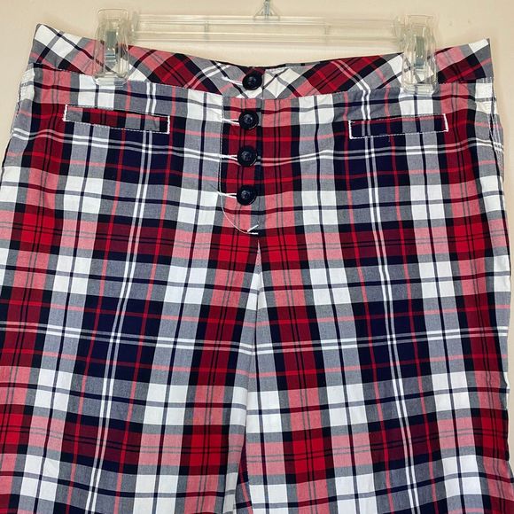 VINTAGE TOMMY HILFIGER woman's size 6 100% cotton plaid academia cropped pants - Picture 3 of 11